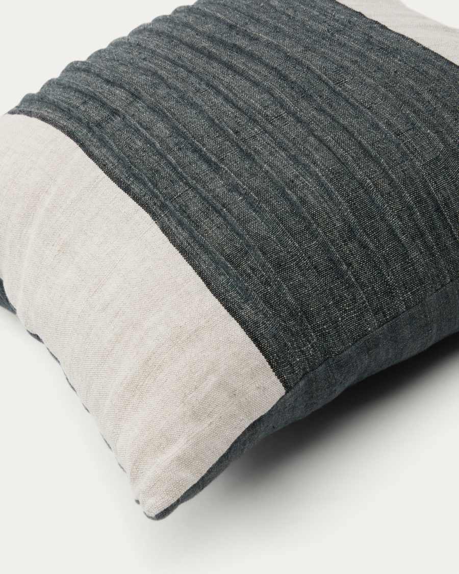 Housse de coussin Zoren 100 % lin plissée verte 50 x 50 cm