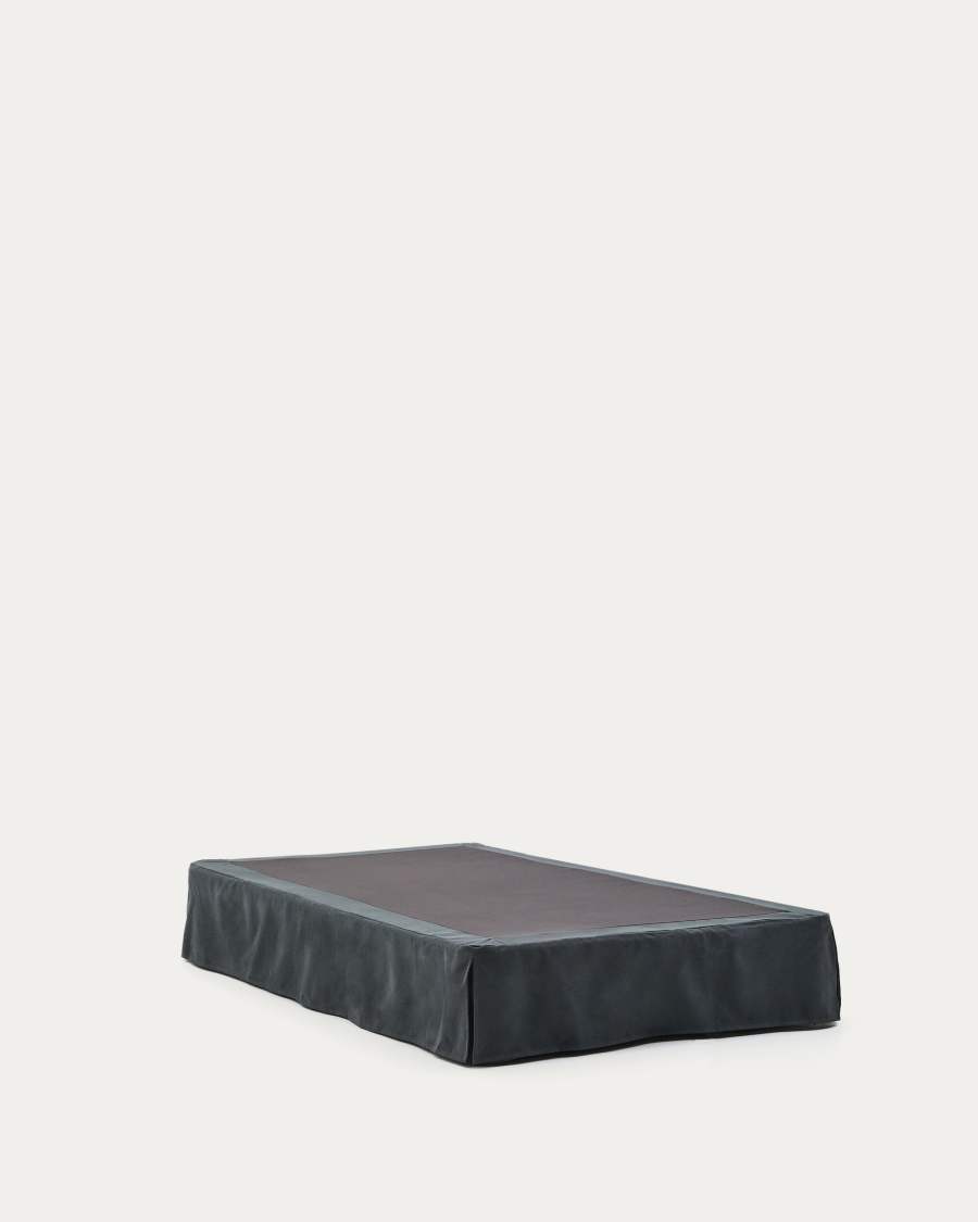 Anthracite grey linen and cotton Jaira base with removable cover for a 90 x 200 cm mattress