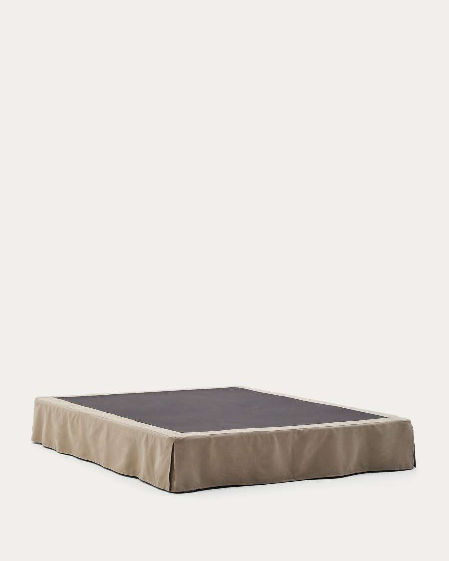 Jaira linen and cotton base with removable cover in taupe for a 180 x 200 cm mattress