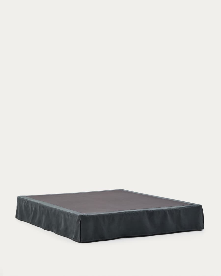 Bettgestell mit abnehmbarem Bezug Jaira aus Leinen und Baumwolle anthrazitgrau für eine Matratze von 180 x 200 cm