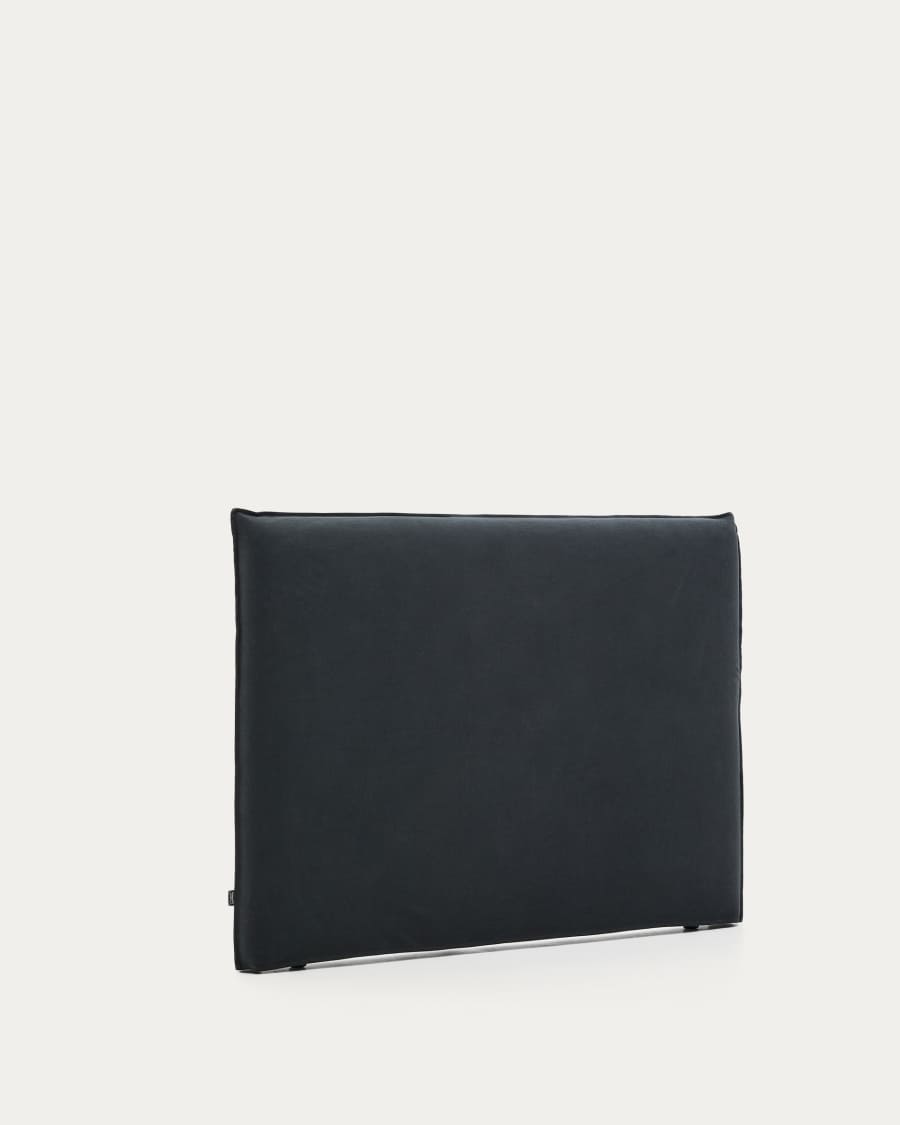 Anthracite grey linen and cotton Jaira headboard with removable cover for a 150 cm FSC Mix Credit bed