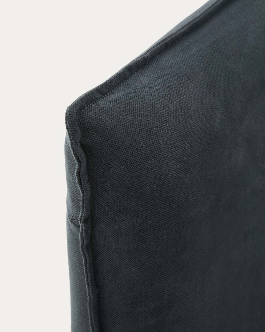 Anthracite grey linen and cotton Jaira headboard cover for a bed up to 150 cm