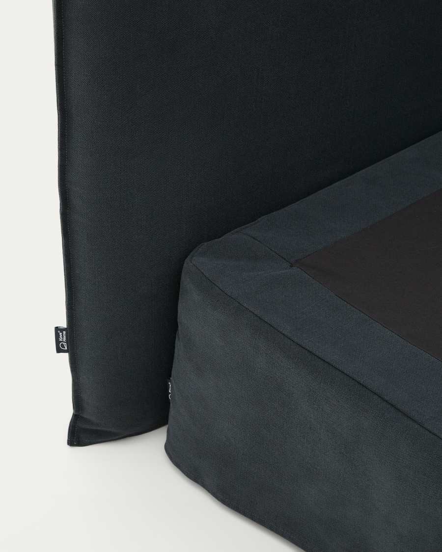 Anthracite grey linen and cotton Jaira bed with removable cover for a 160 x 200 cm FSC Mix Credit mattress