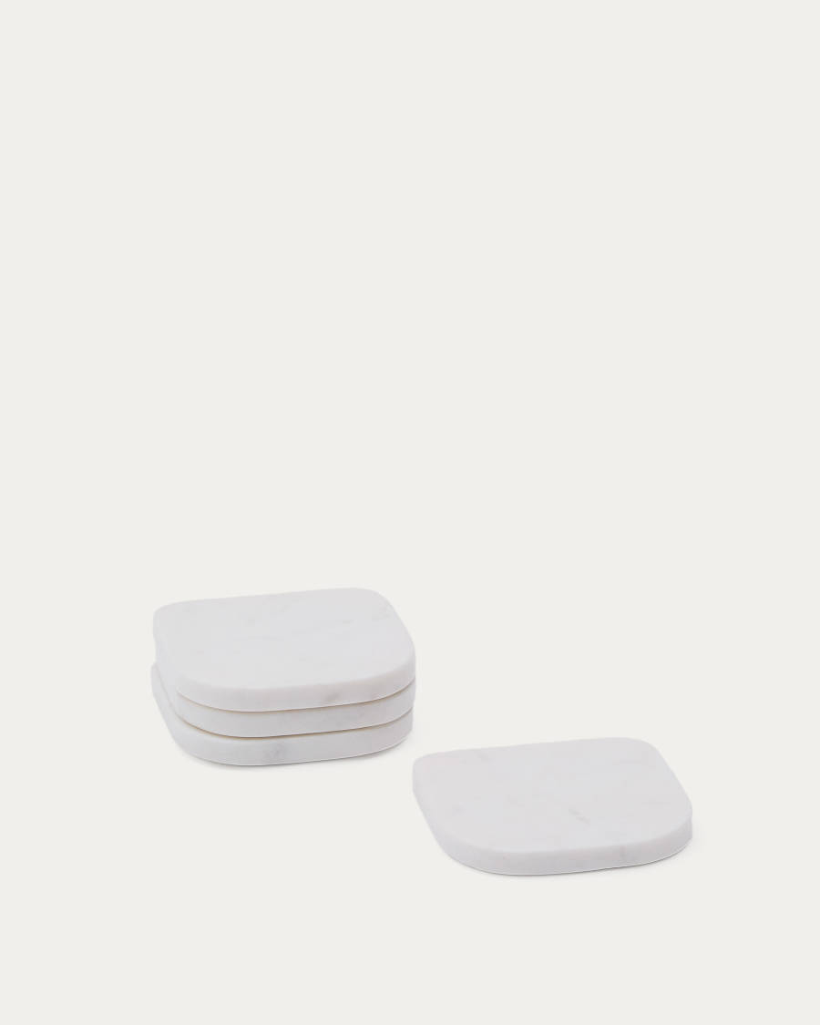 Zera set of 4 white marble coasters