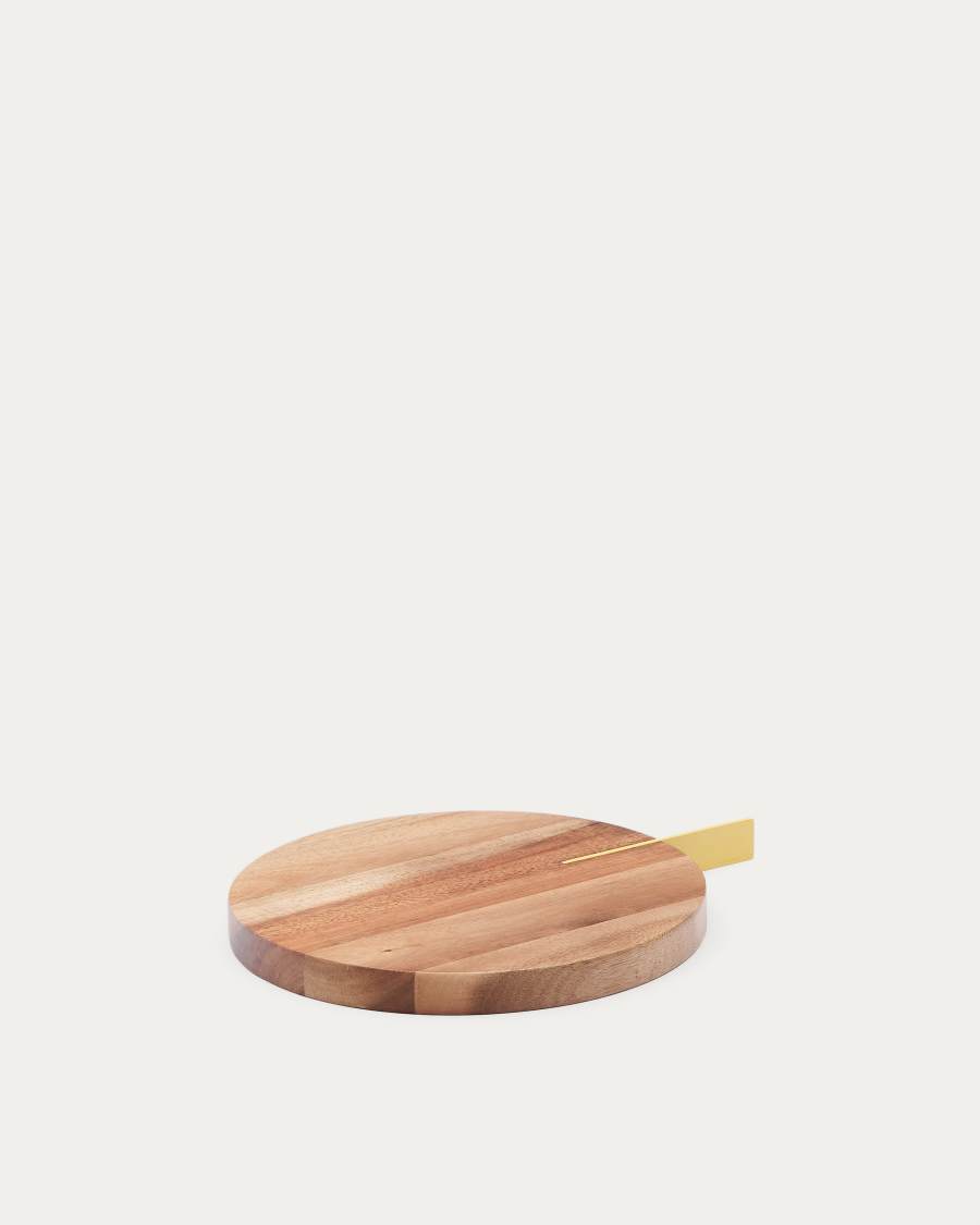 Zairin serving board in FSC 100% acacia wood and yellow metal
