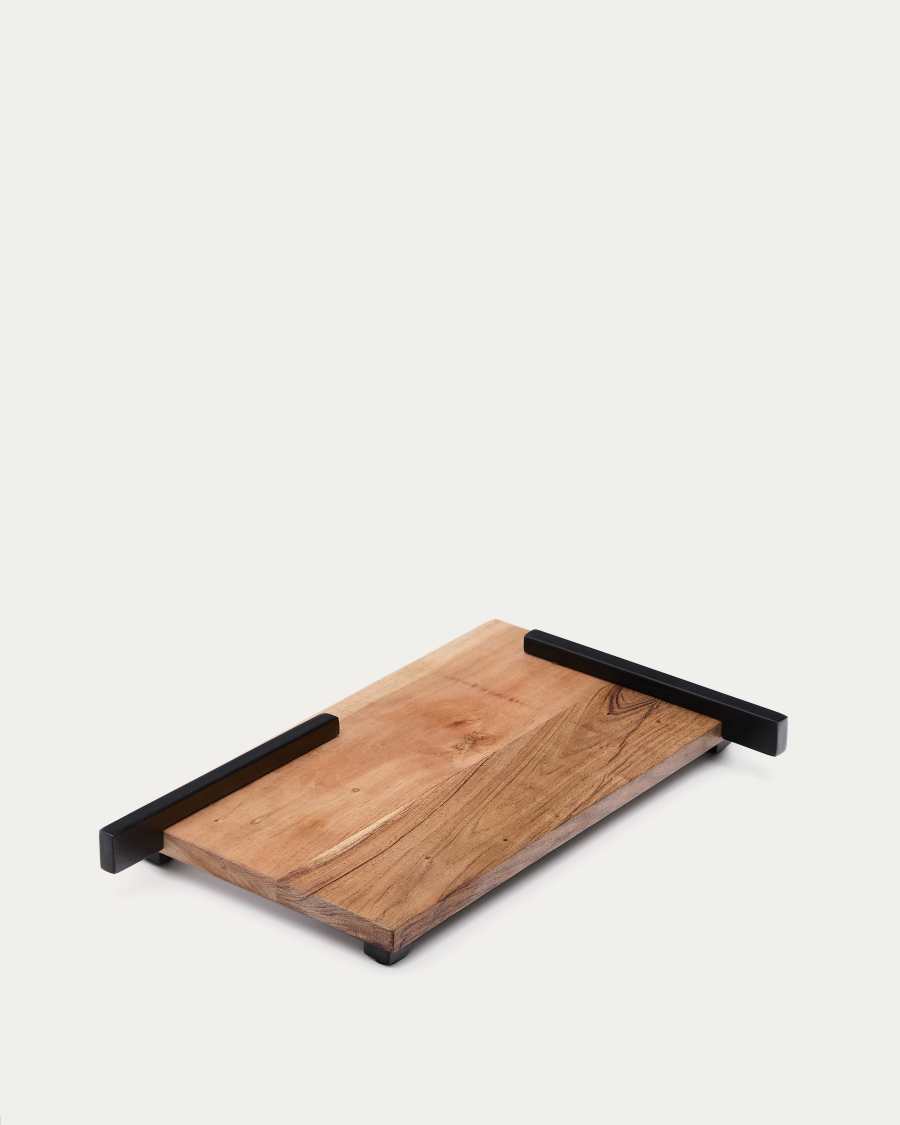 Vira serving board in acacia wood and black metal