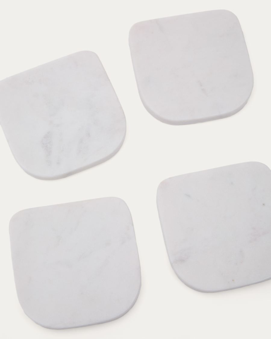 Zera set of 4 white marble coasters