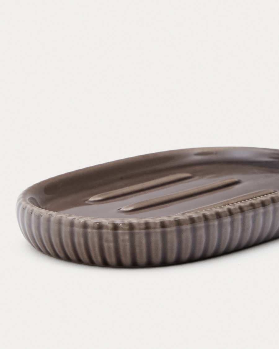 Selime brown stoneware soap dish
