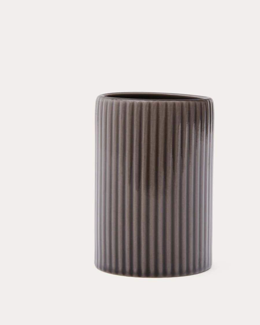 Selime brown stoneware toothbrush holder