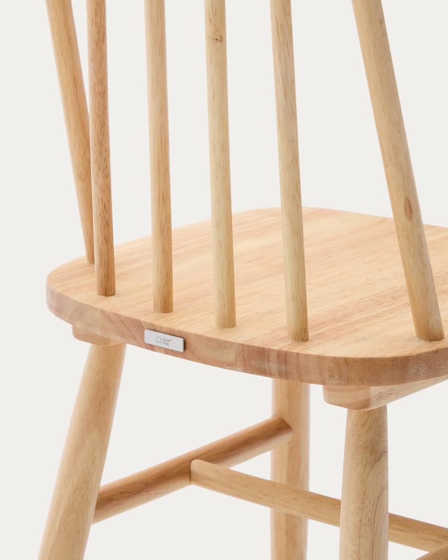 Sedia per bambini Tressia legno massiccio caucciù con finitura naturale