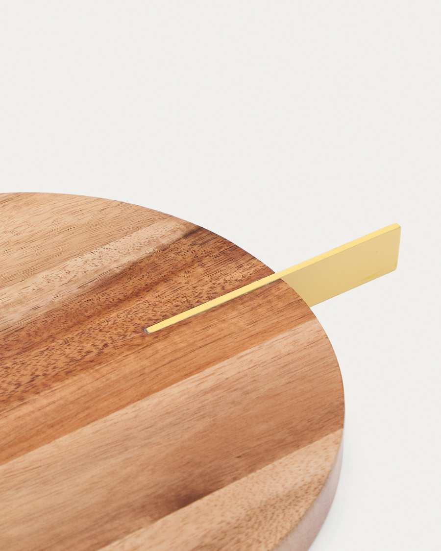 Zairin serving board in FSC 100% acacia wood and yellow metal