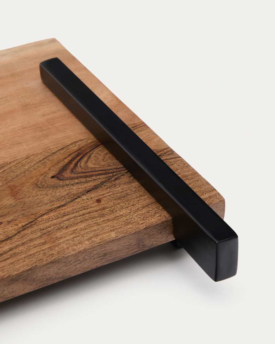 Vira serving board in acacia wood and black metal