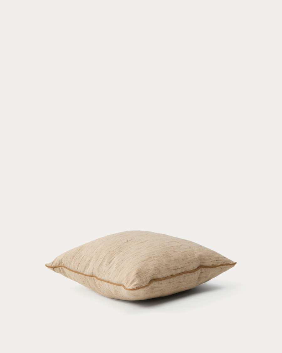 Housse de coussin Aleos en tissu mélangé avec liseré contrasté moutarde 45 x 45 cm