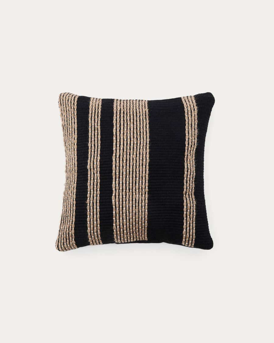 Aylin black jute-embroidered cotton cushion cover 50 x 50 cm