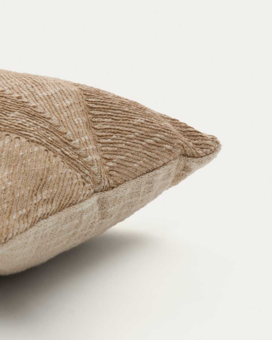 Nayru 100% cotton cushion cover with beige jute embroidery 30 x 50cm