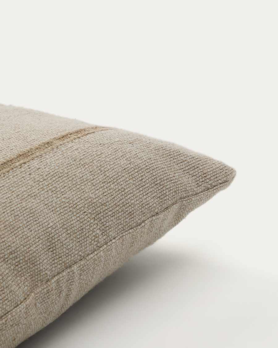 Κάλυμμα μαξιλαριού Disis από λινό και βαμβάκι με μπεζ υφαντές ρίγες. 45 x 45 εκ.