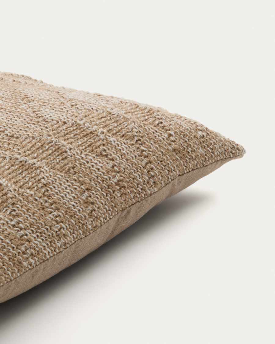 Melyan beige jacquard cotton and jute cushion cover 45 x 45cm