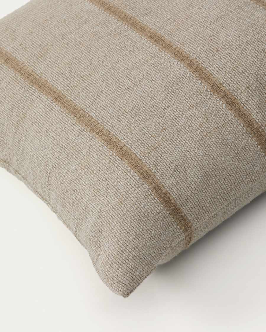 Κάλυμμα μαξιλαριού Disis από λινό και βαμβάκι με μπεζ υφαντές ρίγες. 45 x 45 εκ.