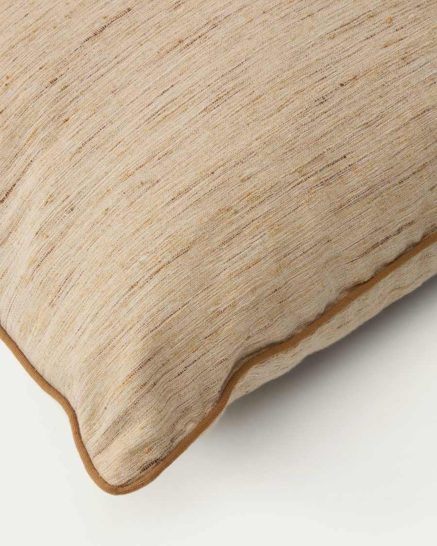 Housse de coussin Aleos en tissu mélangé avec liseré contrasté moutarde 45 x 45 cm