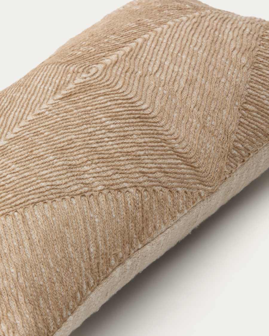 Nayru 100% cotton cushion cover with beige jute embroidery 30 x 50cm