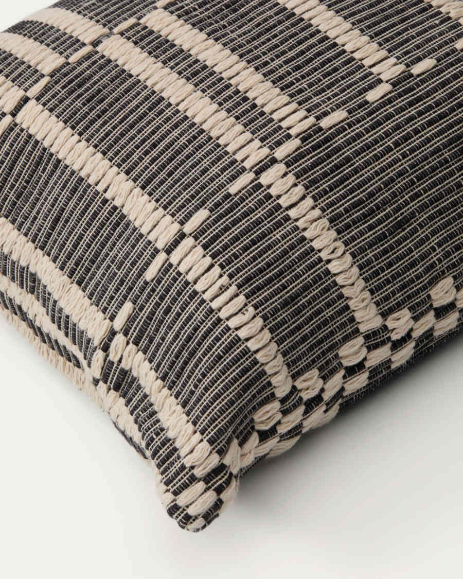 Kavri black and beige cotton cushion cover 50 x 50cm
