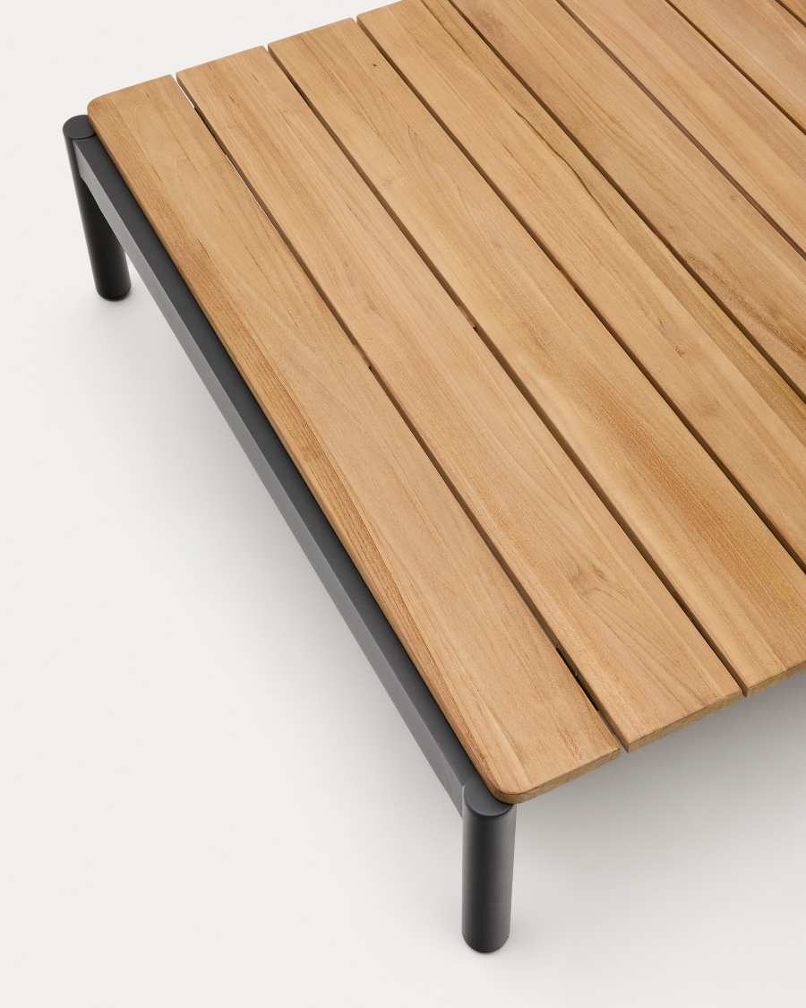 Sorells coffee table in gray aluminum and teak wood 89 x 91 cm FSC 100%