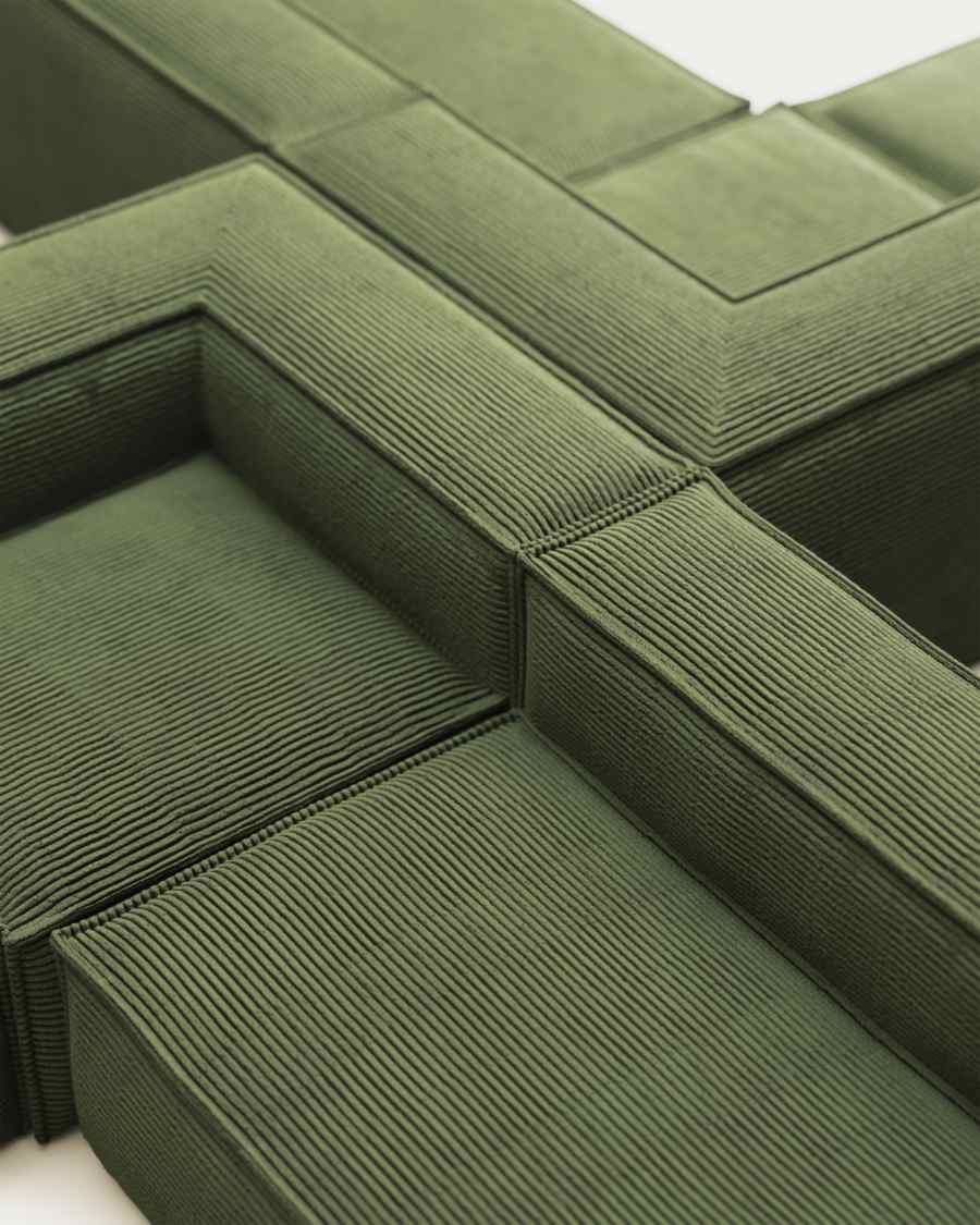 Blok 4-seater corner sofa thick green corduroy 290 x 290 cm