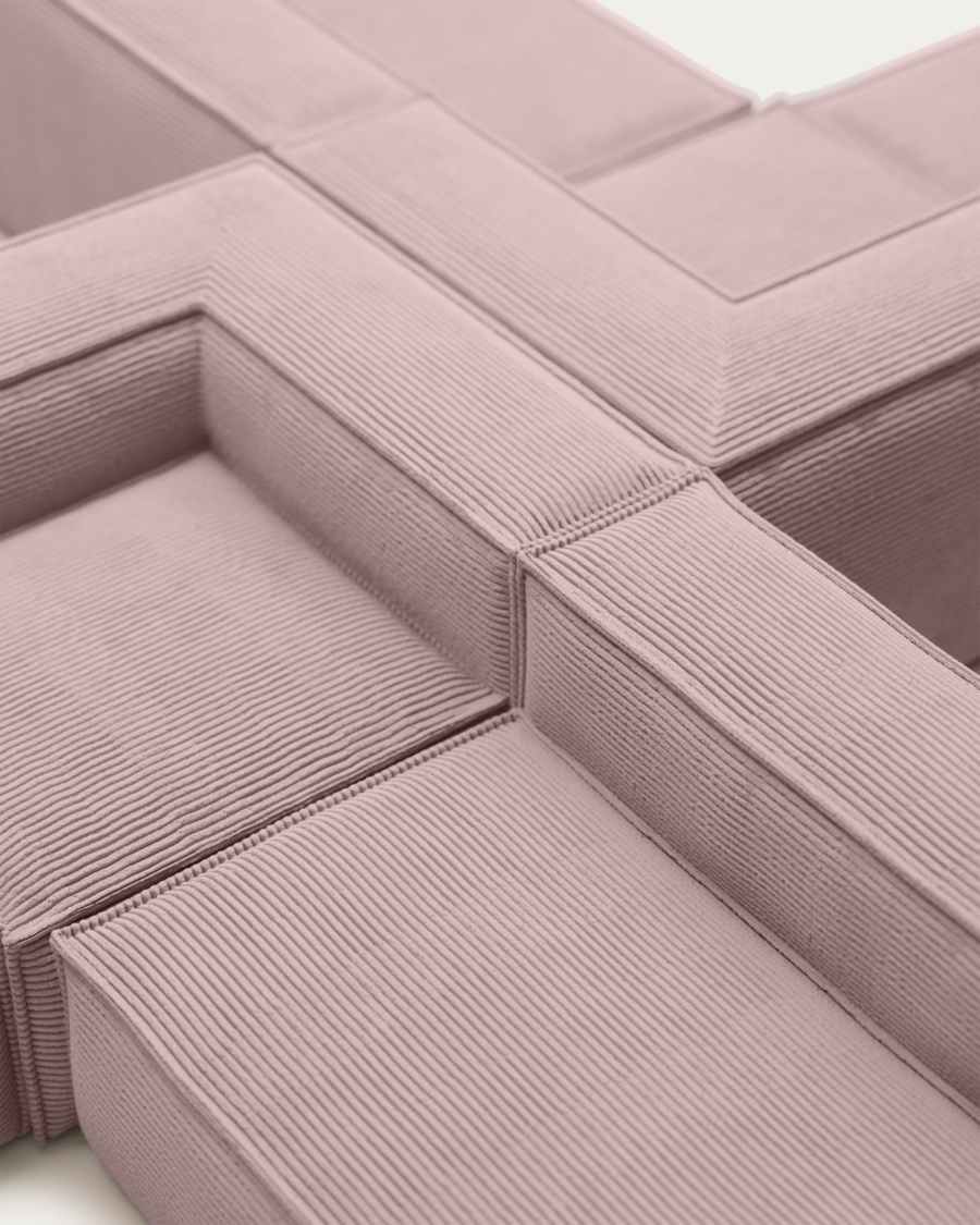 Blok 3-seater corner sofa thick pink corduroy 290 x 230 cm / 230 x 290 cm