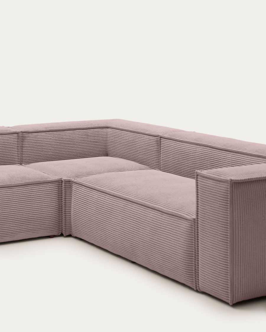 Blok 6-seater corner sofa thick in pink corduroy 320 x 320 cm