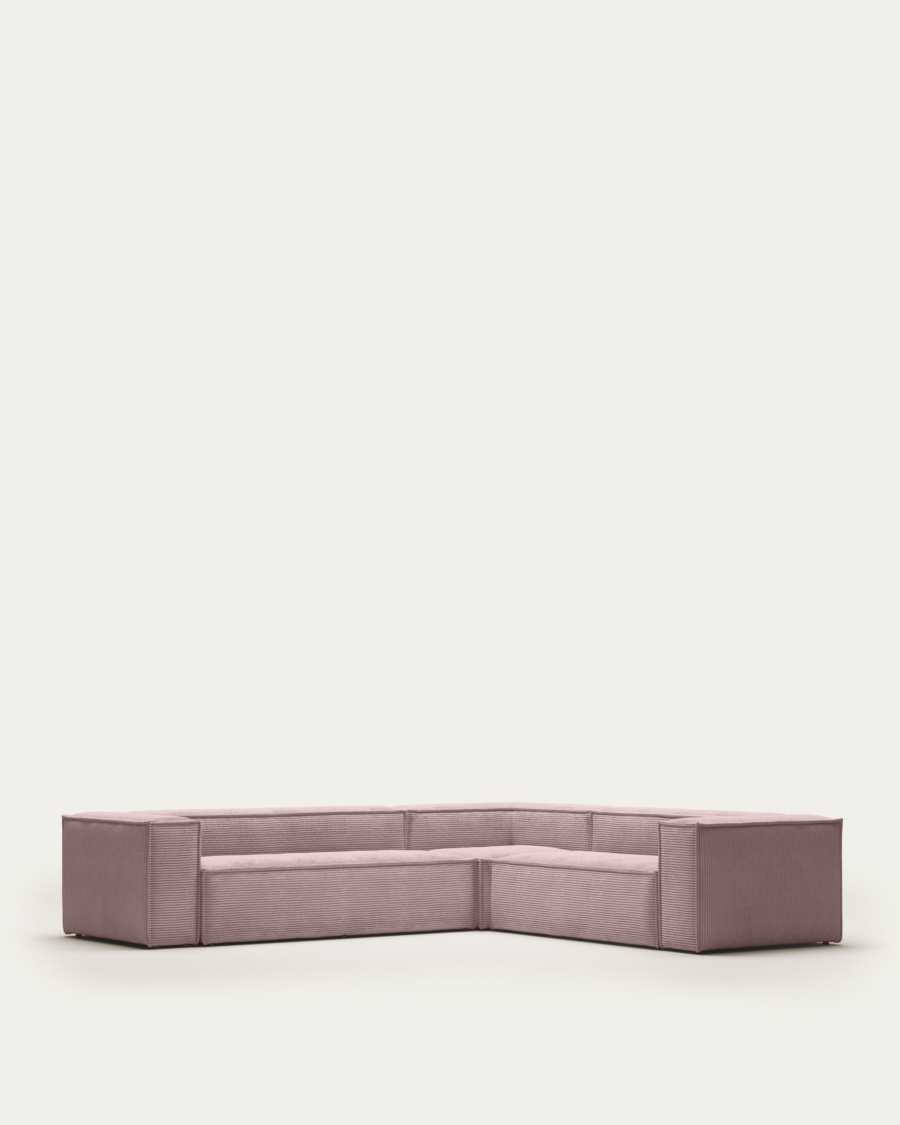 Blok 5-seater corner sofa thick pink corduroy 320 x 290 cm / 290 x 320 cm