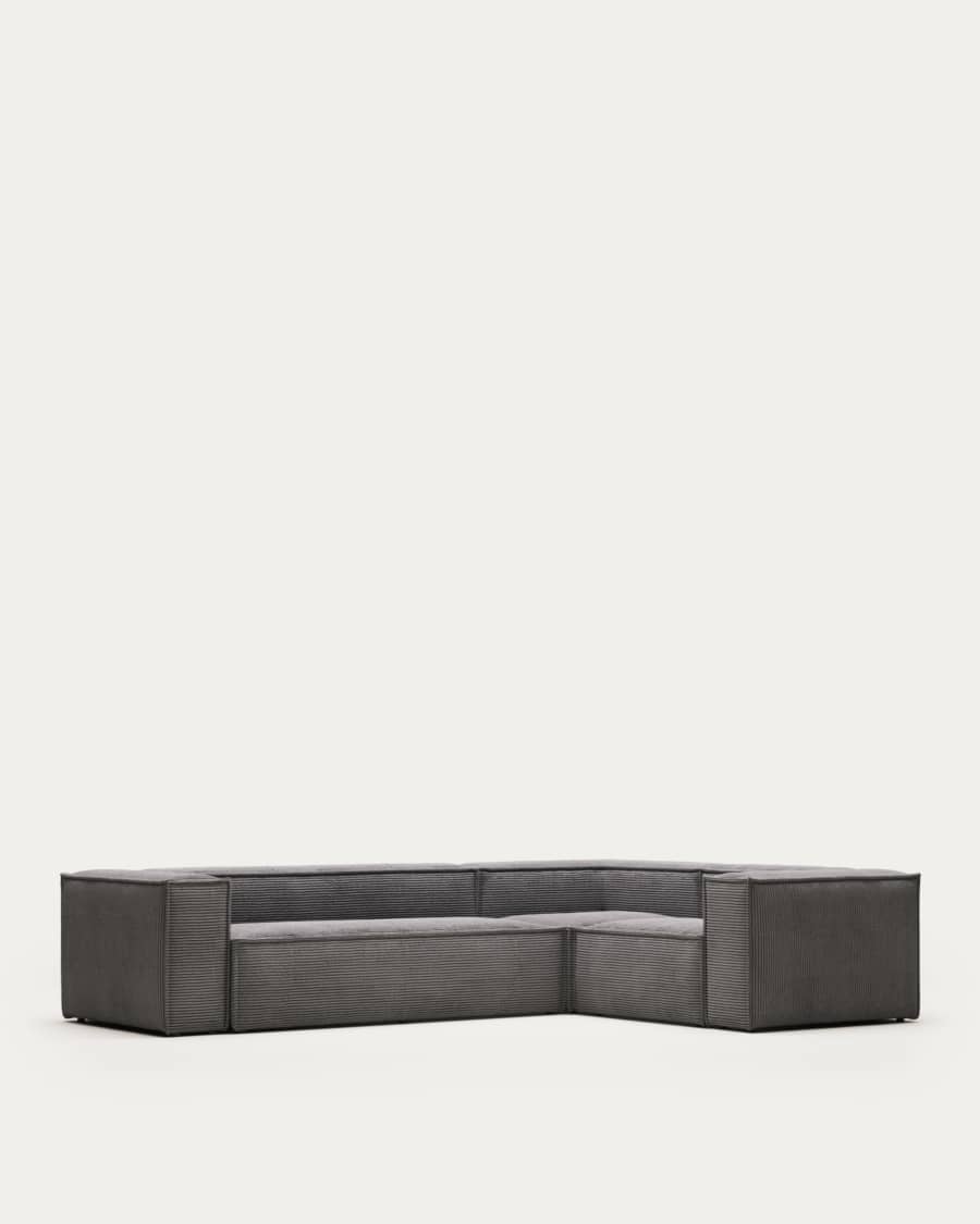 Blok 4-seater corner sofa thick grey corduroy 320 x 230 cm / 320 x 230 cm