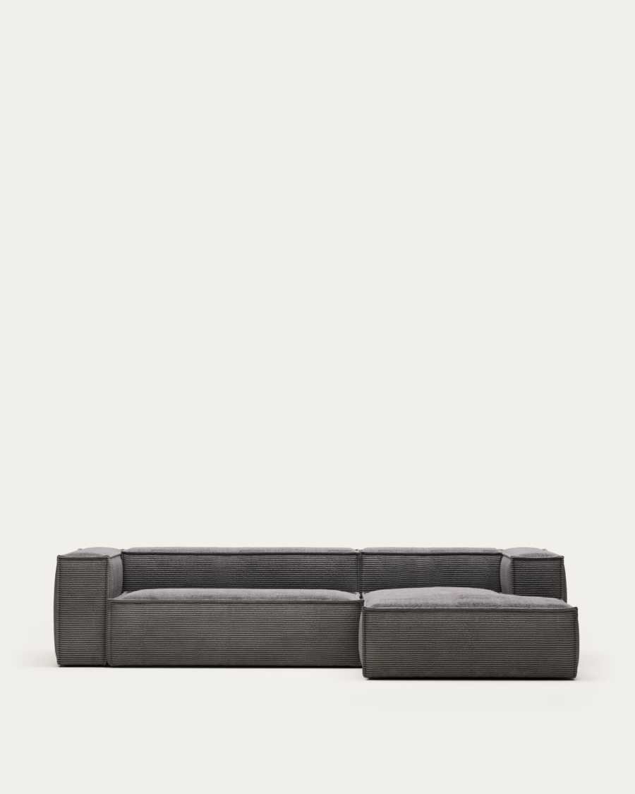 Blok 3-seater sofa with right chaise longue thick grey corduroy 300 cm