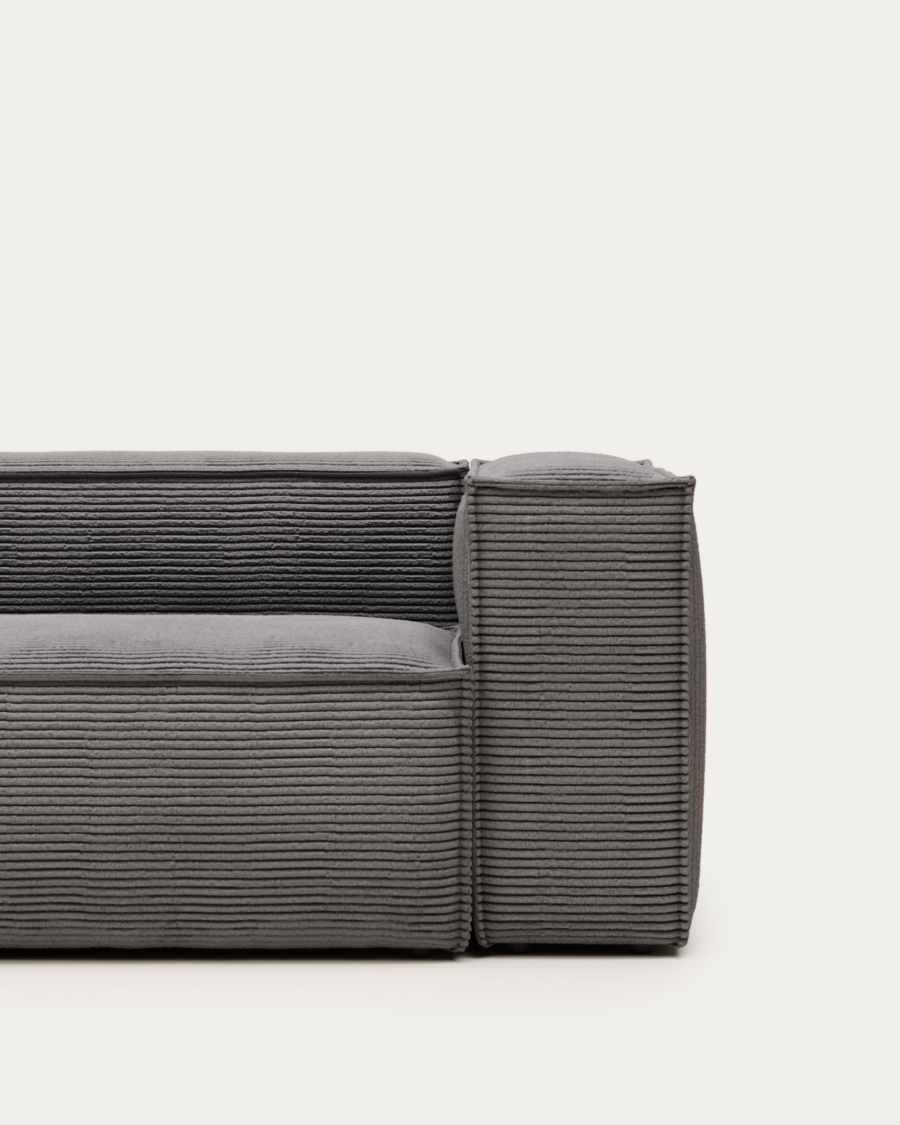 Blok 3-seater sofa with left chaise longue thick grey corduroy 300 cm