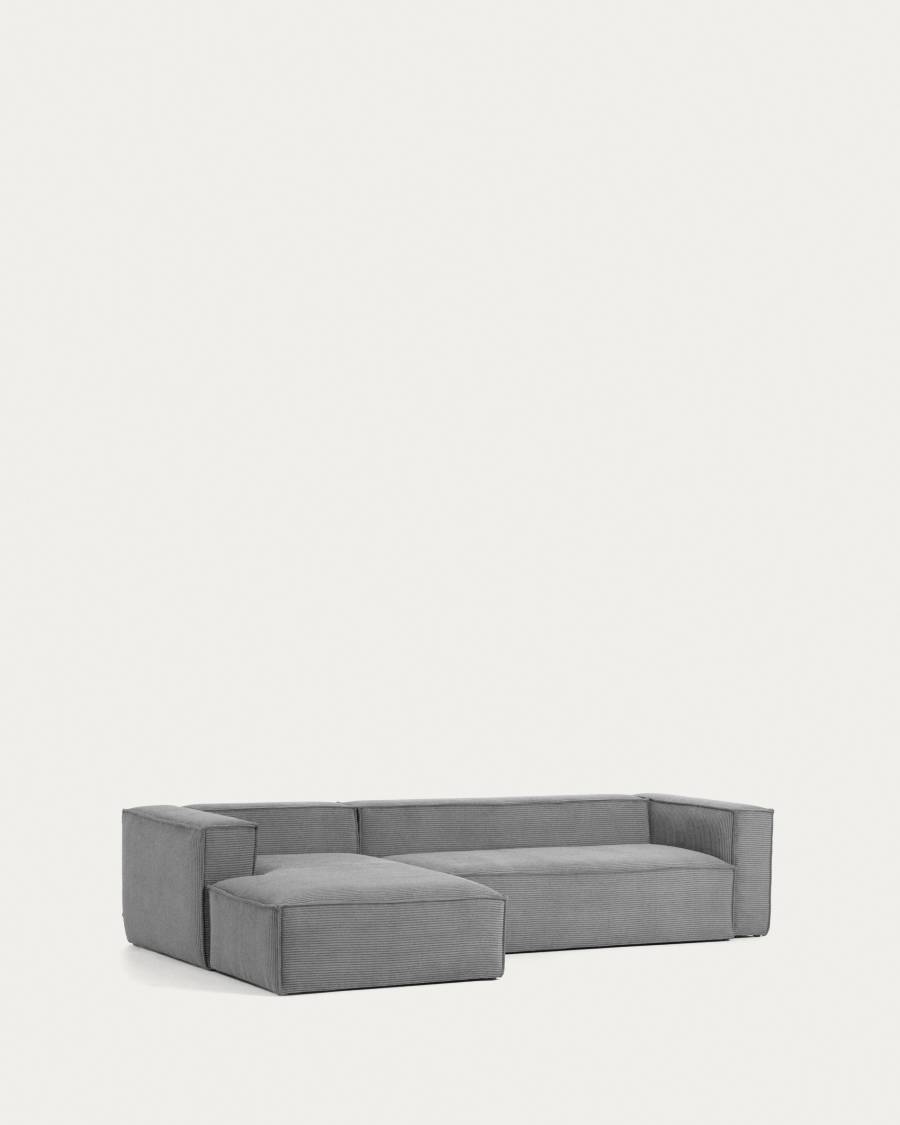 Blok 3-seater sofa with left chaise longue thick grey corduroy 300 cm