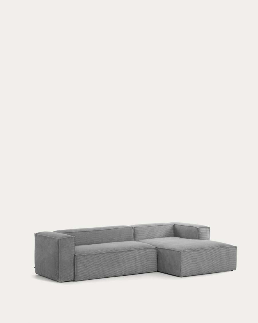 Blok 3-seater sofa with right chaise longue thick grey corduroy 300 cm