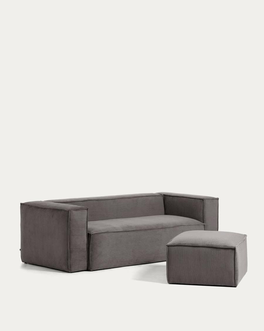 Blok footrest thick grey corduroy 90 x 70 cm