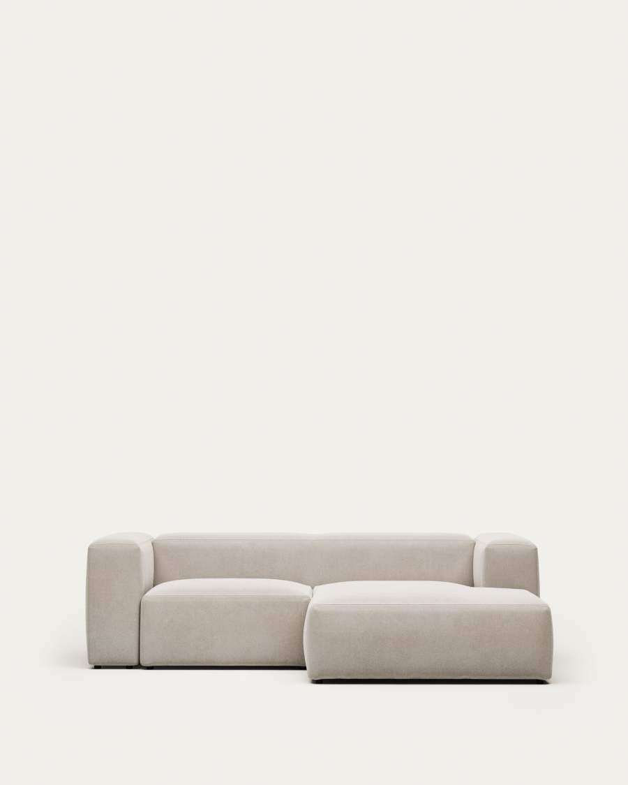 Blok 2-seater sofa with right chaise longue beige chenille 240 cm