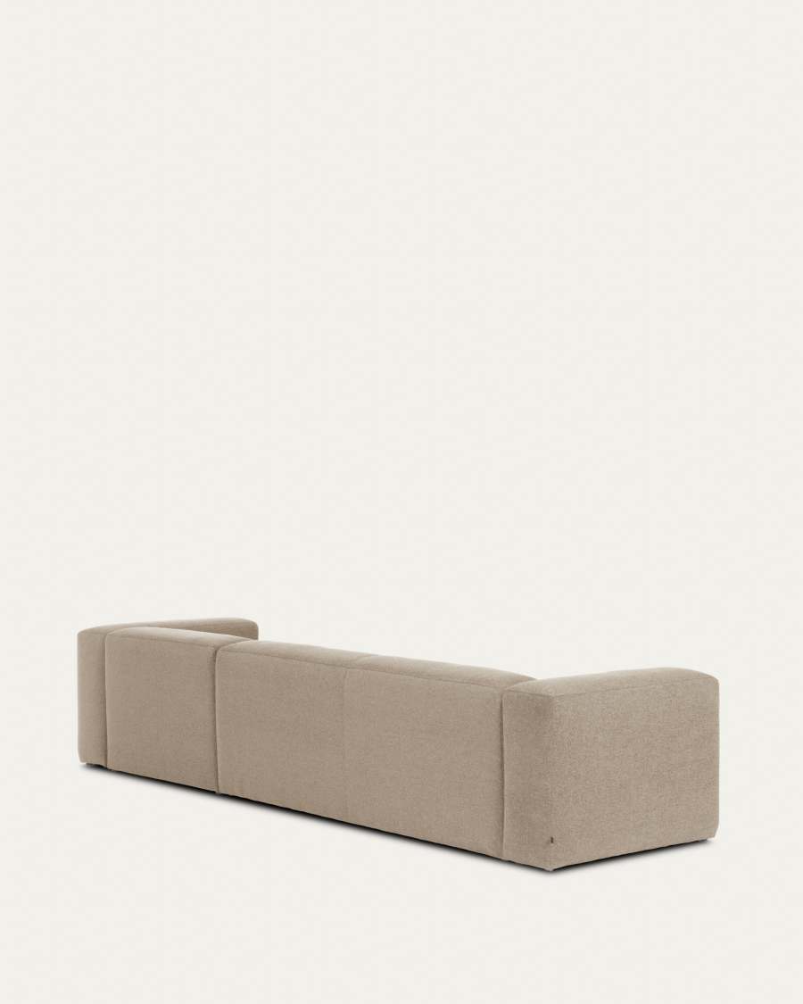 Blok 4-seater sofa with right chaise longue beige chenille 330 cm