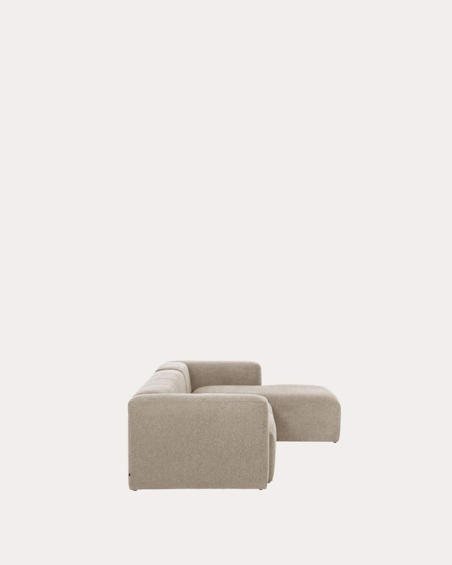 Blok 3-seater sofa with right chaise longue beige chenille 300 cm