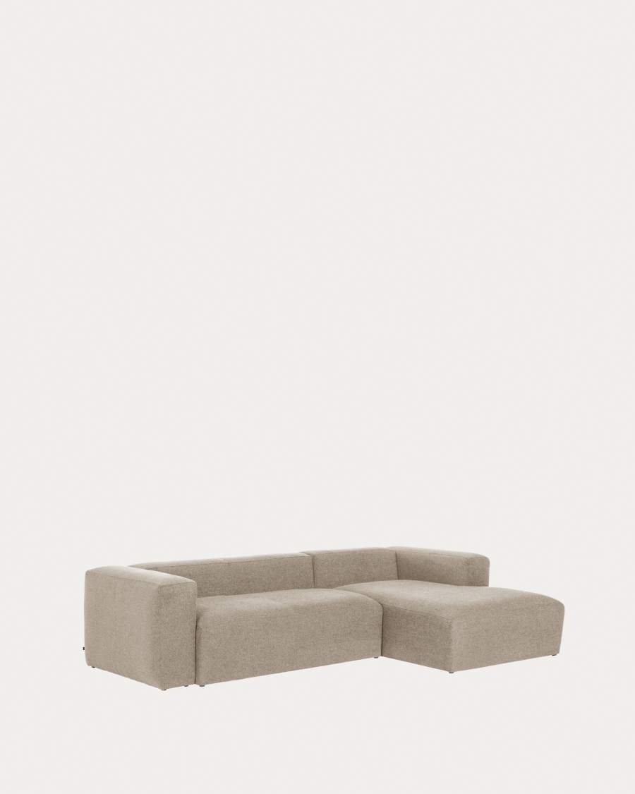 Blok 3-seater sofa with right chaise longue beige chenille 300 cm