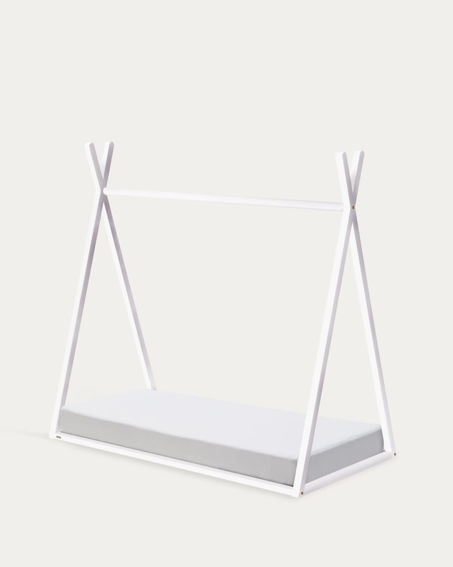 Maralis tipi bed van massief beukenhout met witte afwerking, voor matrassen van 70 x 140 cm