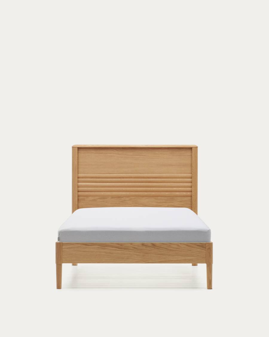 Lenon oak wood and veneer bed for 90 x 200 cm mattress, FSC MIX Credit