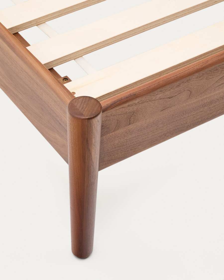 Elan bed in veneer and solid walnut wood with cord for mattress 183 x 203 cm FSC Mix Credit