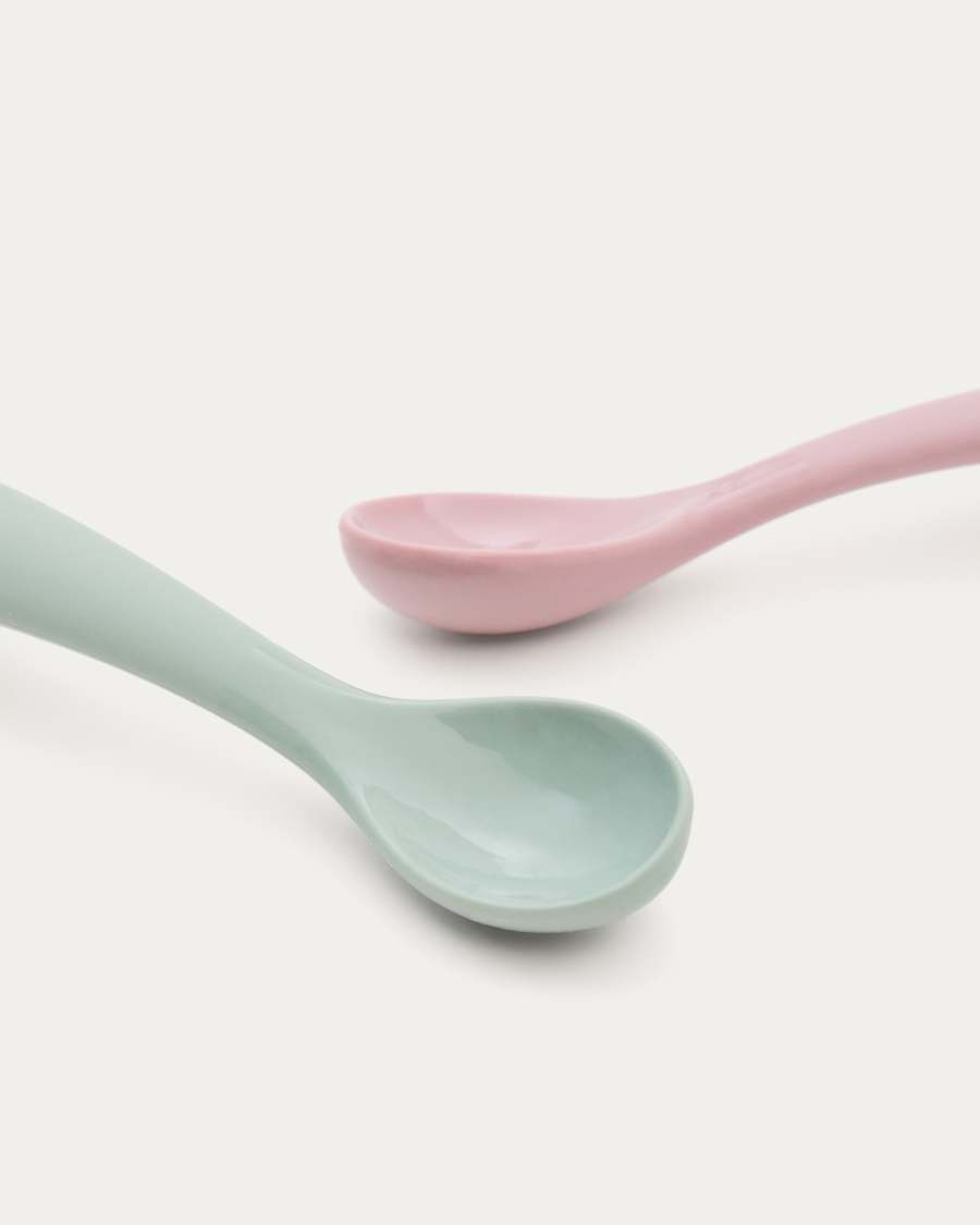 Lili set of two spoons in pink and turquoise silicone