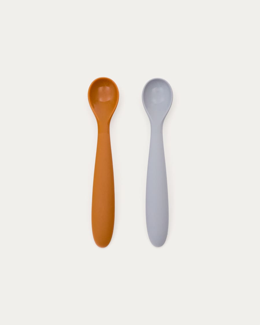 Lili set of two spoons in orange and blue silicone