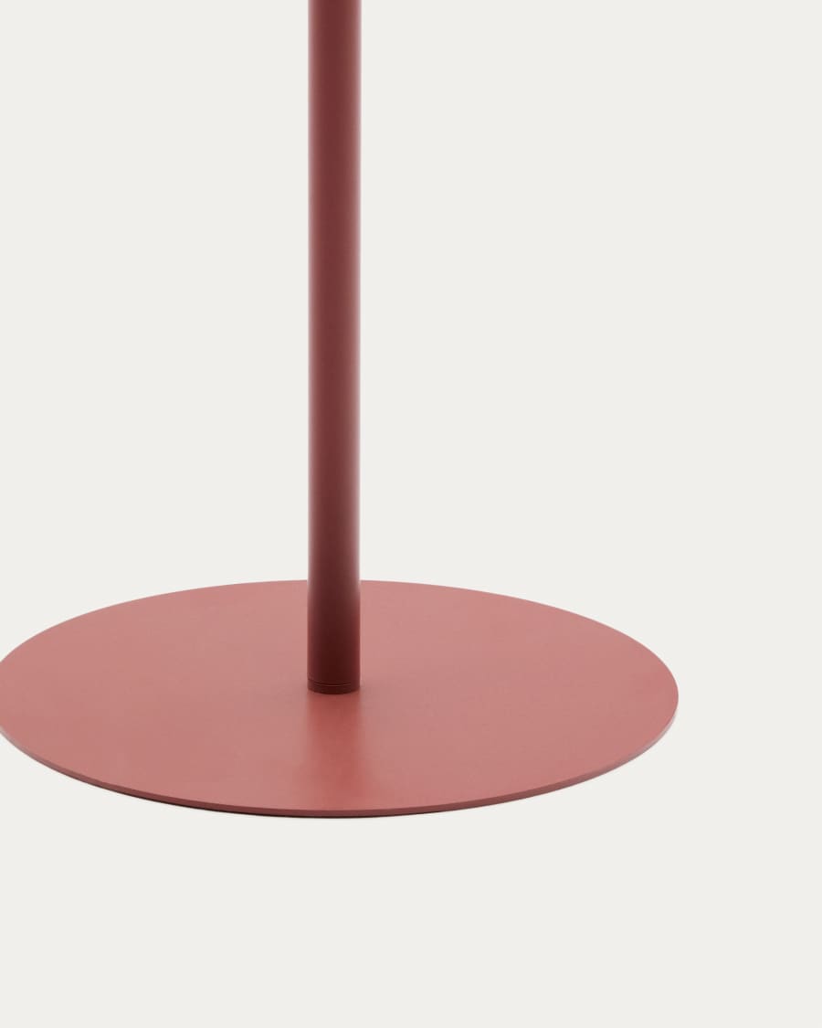 Aldet outdoor solar floor lamp in terracotta mottled rope cord with terracotta metal stand Ø46cm