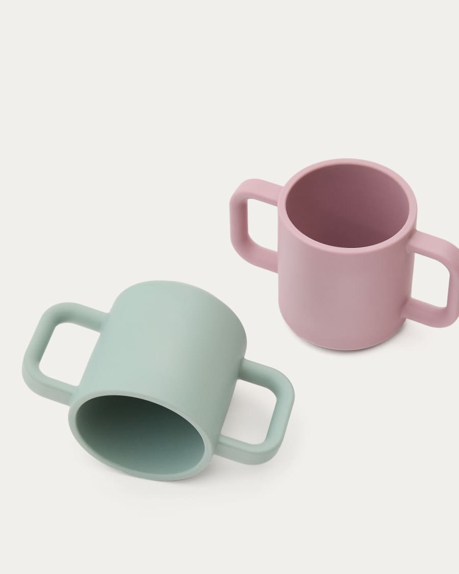 Lili set of two cups in pink and turquoise silicone