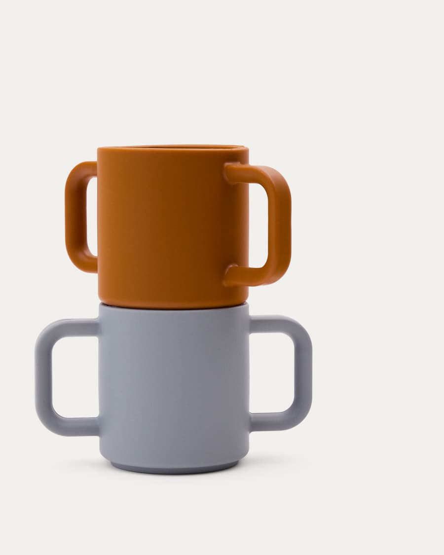 Lili set of two cups in orange and blue silicone