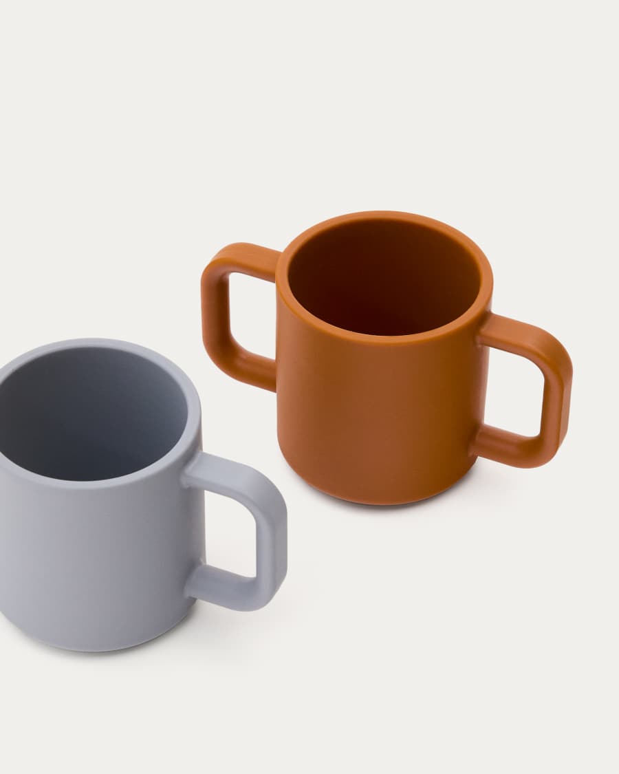 Lili set of two cups in orange and blue silicone