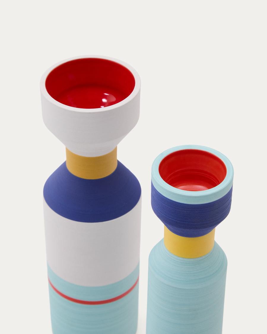 Set of 2 Elumi multicoloured ceramic vases 24 cm